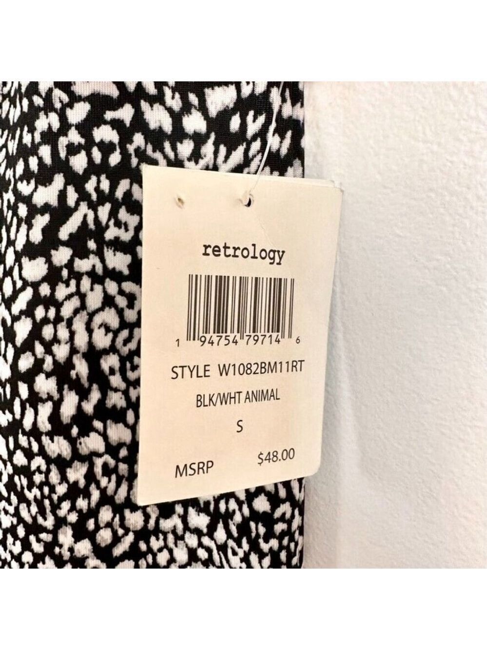 Retrology Wide Leg Cropped Pants Women's Sz Small Black White Leopard Print - Picture 6 of 12